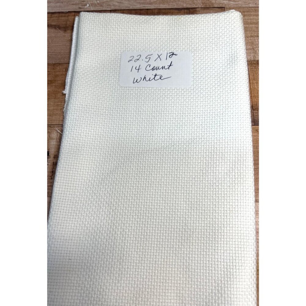 White 14 Count Aida Fabric 22.5 X 12 Inches For Cross Stitch & Embroidery